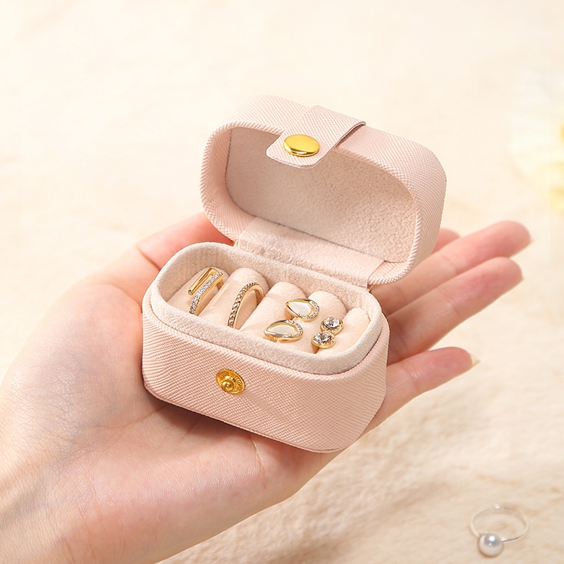 European And American Mini Ring Box Portable Earring Jewelry Box Leather Earring Ring Storage Box Jewelry Box