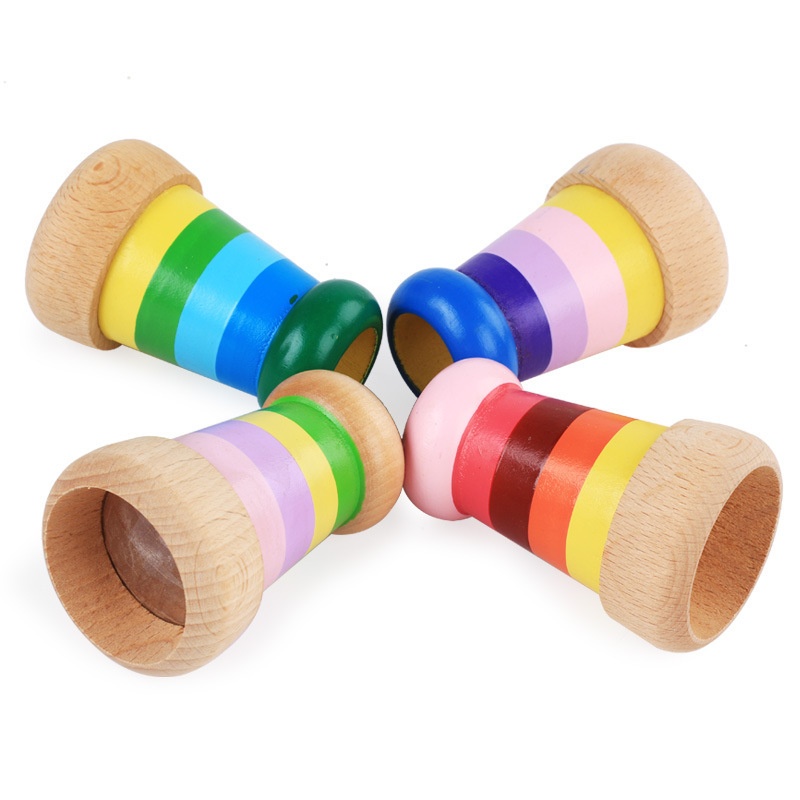 Wooden Magical Bee Eye Prism Effect Kaleidoscope Children's Grasping Puzzle Early Education Educational Toy