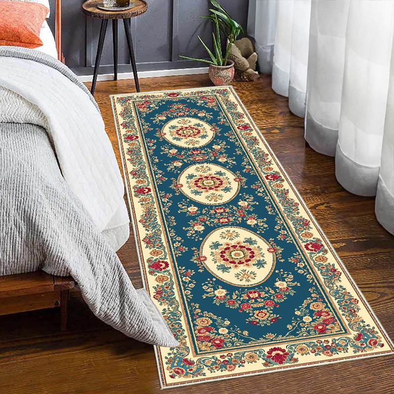 Ethnic Style Imitation Silk Bedside Blanket Home Thick Non-slip Water-absorbing Balcony Floor Mat Long Bedroom Tpr Carpet Mat