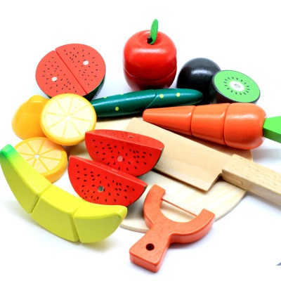 Direct Selling Children's Educational Wooden Fruit And Vegetable Cutting And Watching Baby Play House Kitchen Toys
