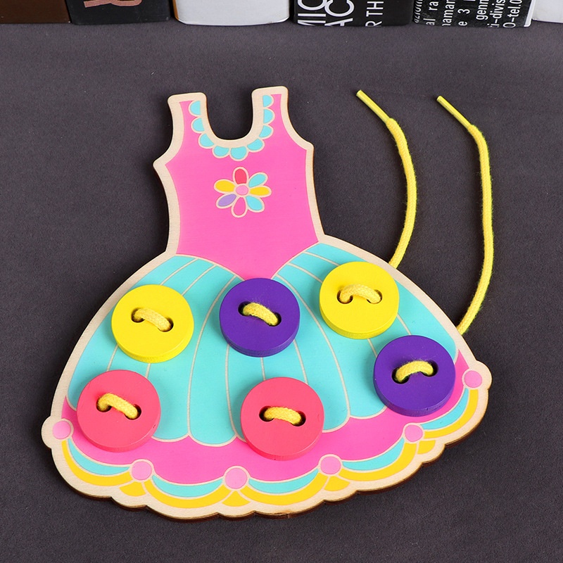 Children's Educational Handmade Toys To Wear AHedgehog Princess Skirt And Sew Buttons Game Hand-eye Coordination Fine Movements