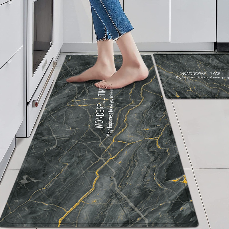 Marble Pattern PVCKitchen Floor Mats Easy To Care For Washable Household Foot Mats Non-slip And Oil-proof Mats