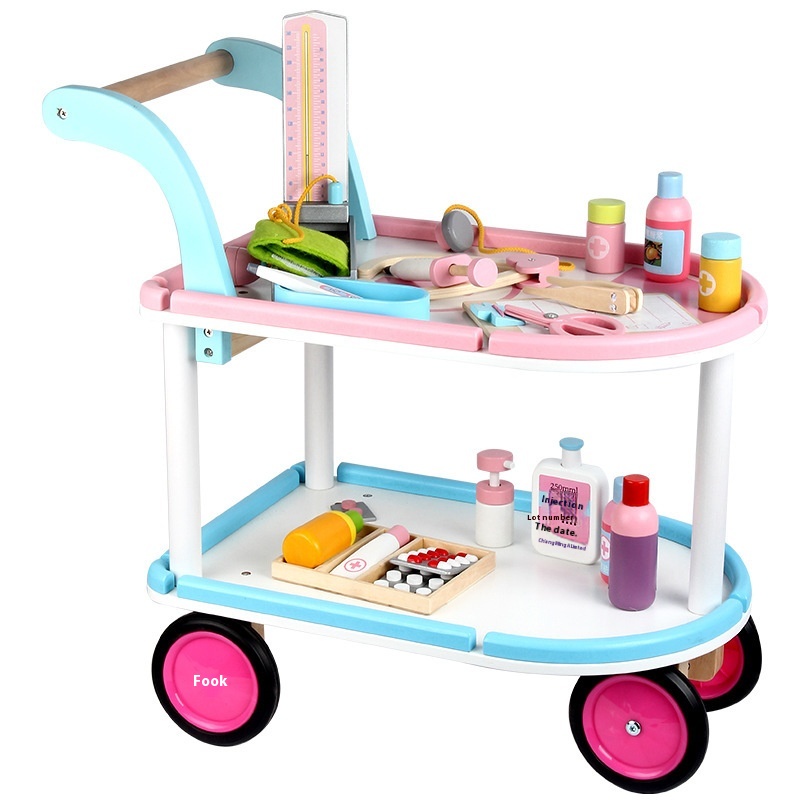 Children's Simulation Medical Car Tool Medical Box Little Nurse Injection Simulation Medical Tool Cart Play House Toy Set