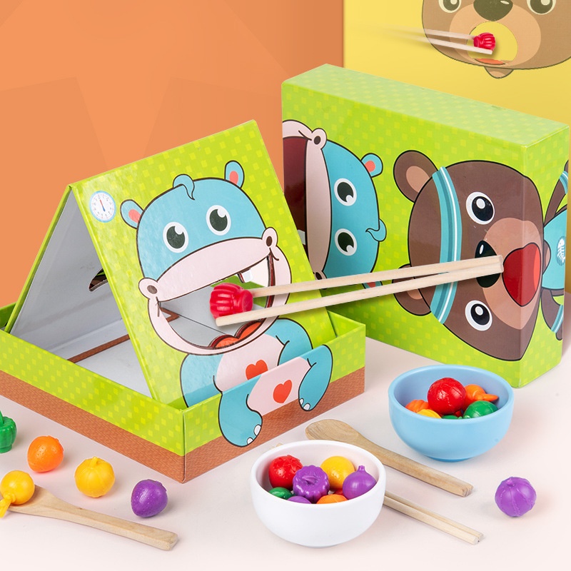 Hungry Bear Feeding Children's Tabletop Game1-2-3 Years Old Early Education Chopsticks Spoon Use Training Feeding Toy
