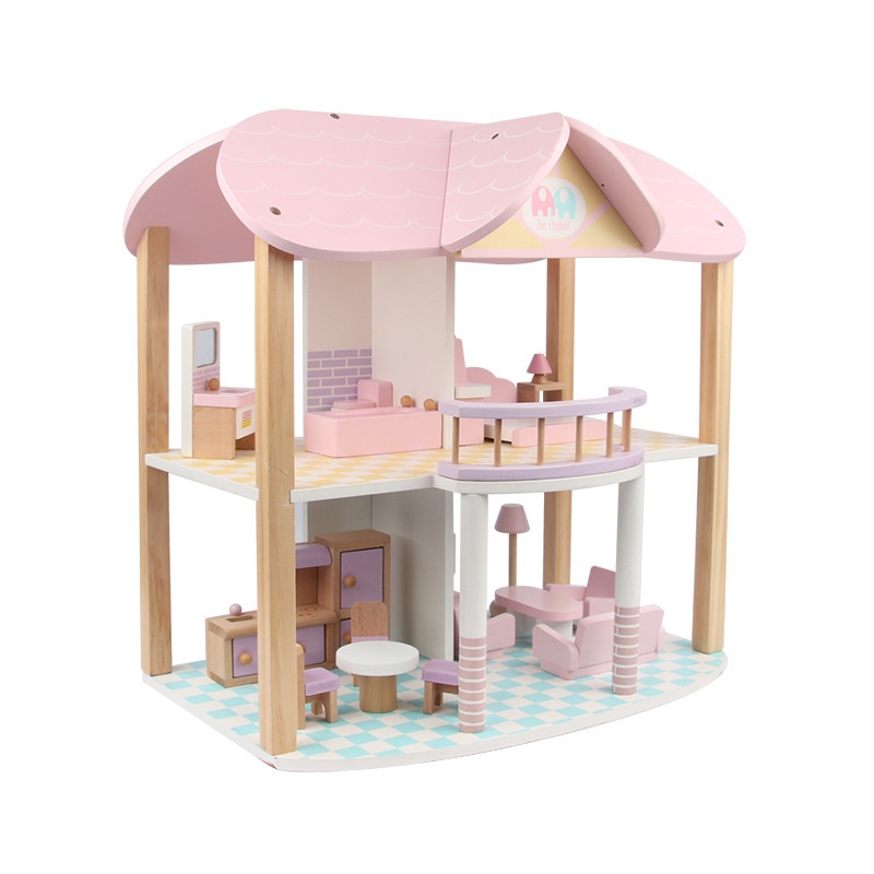 Youlebi Princess Doll House Villa Wooden House Cottage Play House DIYEducational Assembly Wooden Toys