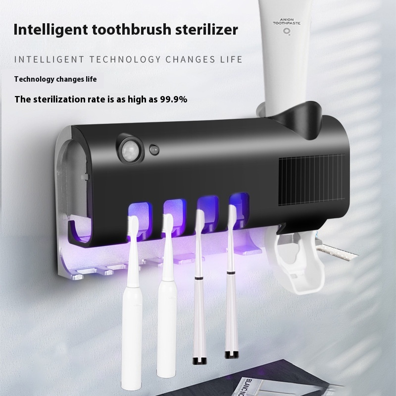 Toothbrush Sterilizer Intelligent Ultraviolet Sterilization Toothbrush Disinfection Rack Punch-freetallation Automatic Induction Toothpaste Squeezer