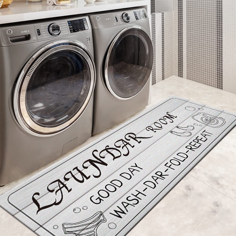 Laundry Room Floor Mat Letter Bathroom Absorbent Carpet Mat Non-slip Foot Mat Long Strip Mat