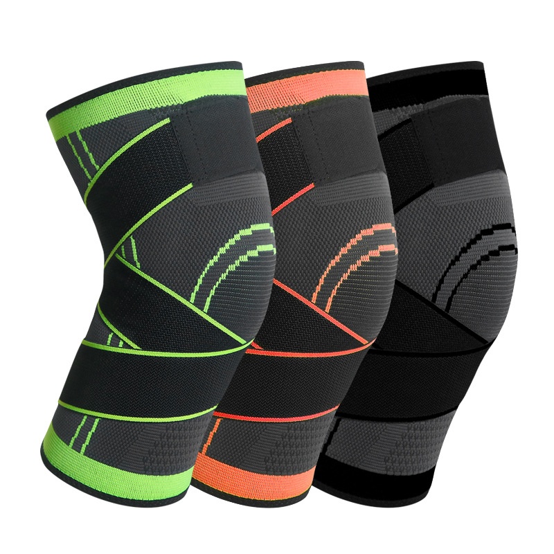 Sports Compression Knitted Knee Pads Running Cycling Basketball Breathable Strap Knee Pads Outdoor Fitness Mountaineering Knee Pads
