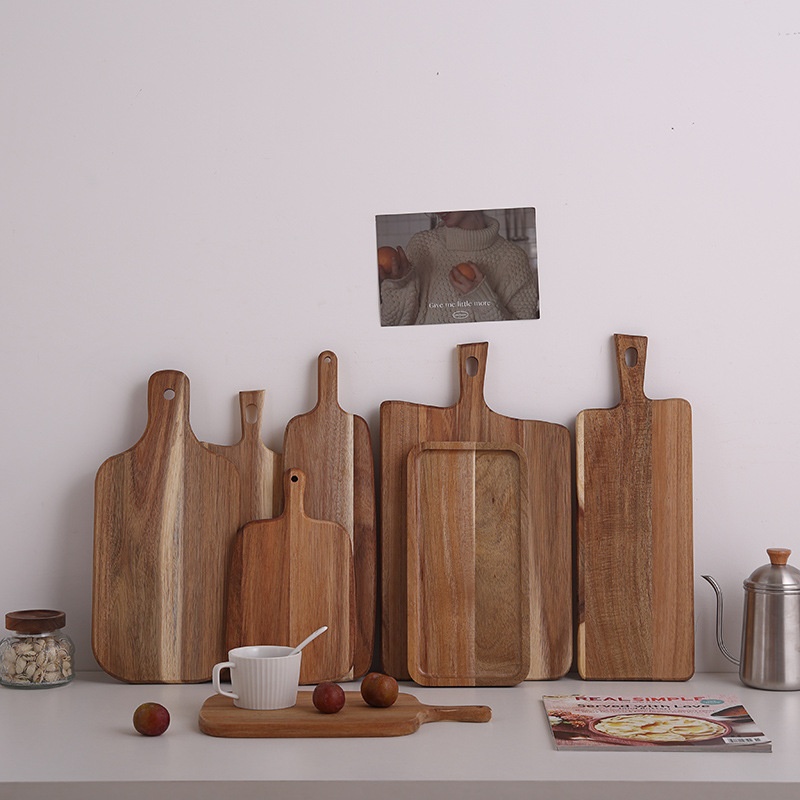 Acacia Wood Chopping Board Bread Board Wooden Steak Tray Home Japanese Style Wooden Cutting Vegetable Fruit Board Children's Food Supplement Board