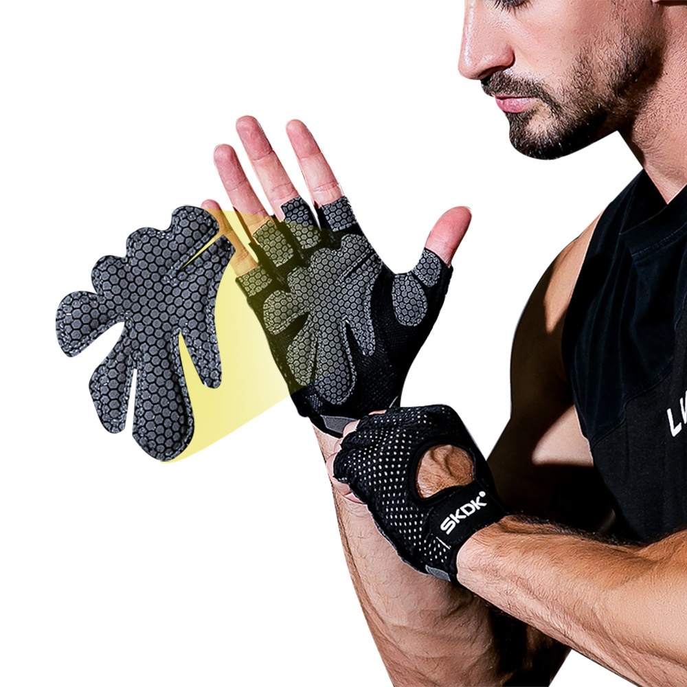 SKDKSports Fitness Gloves Half-finger Thin Non-slip Breathable Cycling Weightlifting Hard Pull Palm Protection