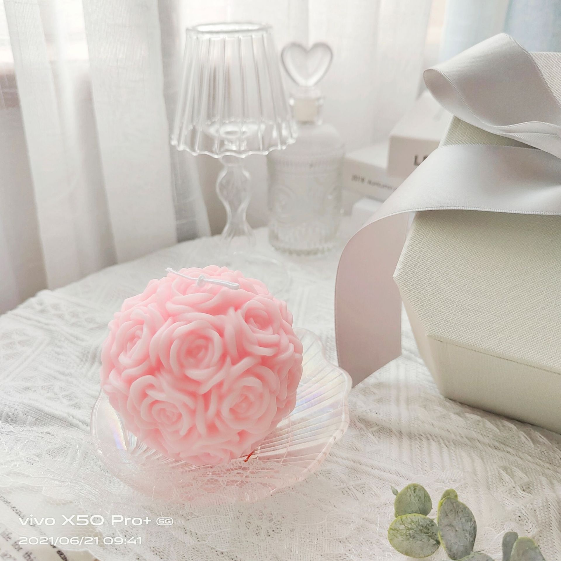 Rose Flower Ball Scented Candle Wedding Gift Box Bedroom Decoration Soy Wax Fragrance Valentine's Day Gift Props