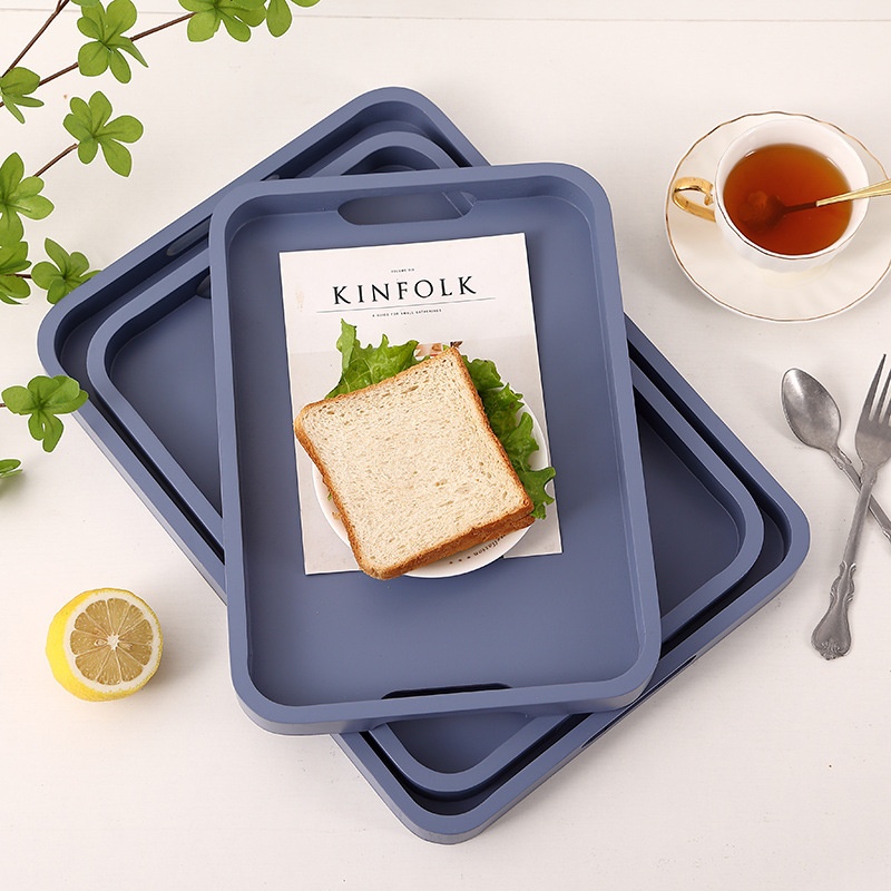 Hotel Coffee Restaurant Wooden Tray Morandi Color Bamboo Square Bread Tray Wooden Tea Tray Dinner Tray