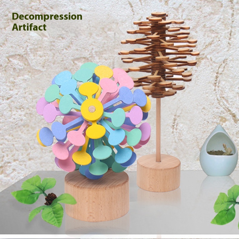 Wooden Rotating Lollipop MZMFibonacci Sequence Creative Ornaments Decompression Toy Gyroscope