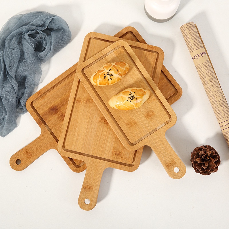 Bamboo Creative Tableware Bamboo Pizza Bread Board Japanese Western Restaurant French Fries Chicken Wings Snack Tray Bamboo Wood