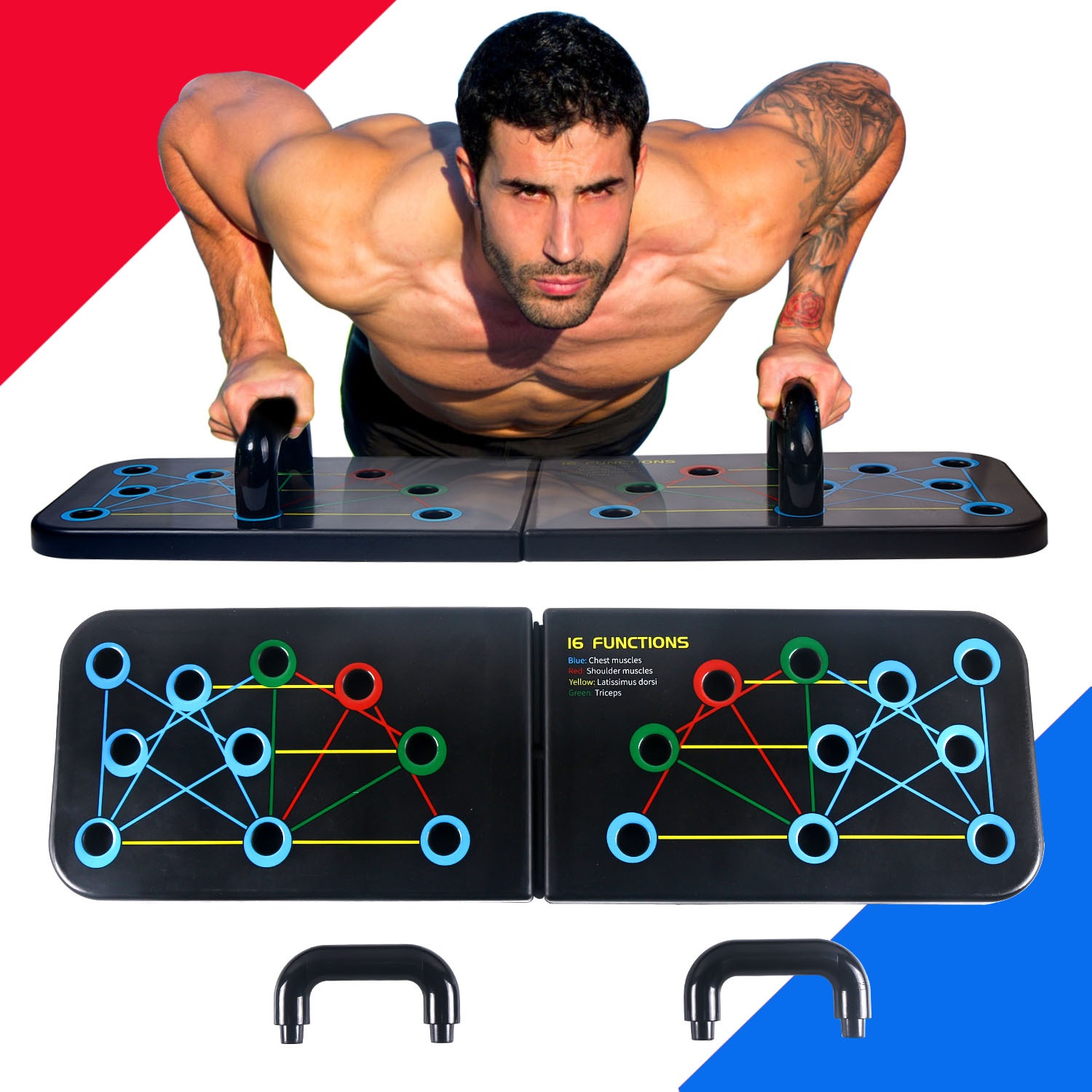 Push-up Board Stand With Counter For Home Chest Muscle Training Exercise Russian Multi-function Pull Rope Folding Training Board