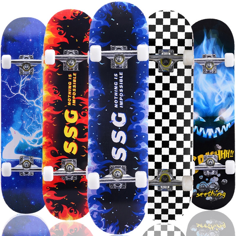 31 Inch Skateboard Professional Adult Street Maple Four-wheel Beginner Children's Double Rocker Concave Skateboard Skateboard