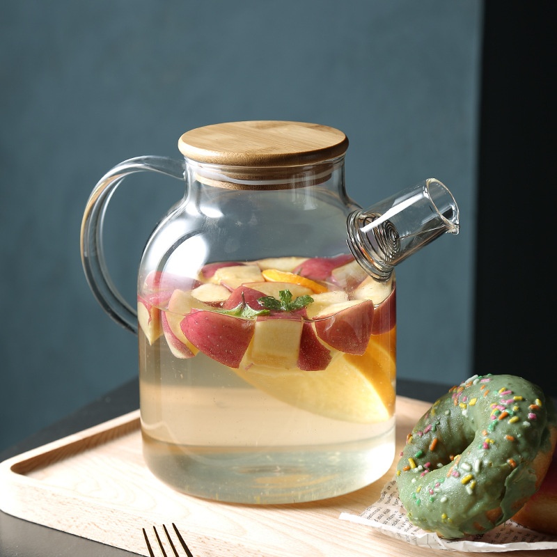 Simple Large Capacity High Borosilicate Cold Water Kettle Creative Glass Kettle Nordic Flower Teapot Fruit Pot Cold Water Kettle
