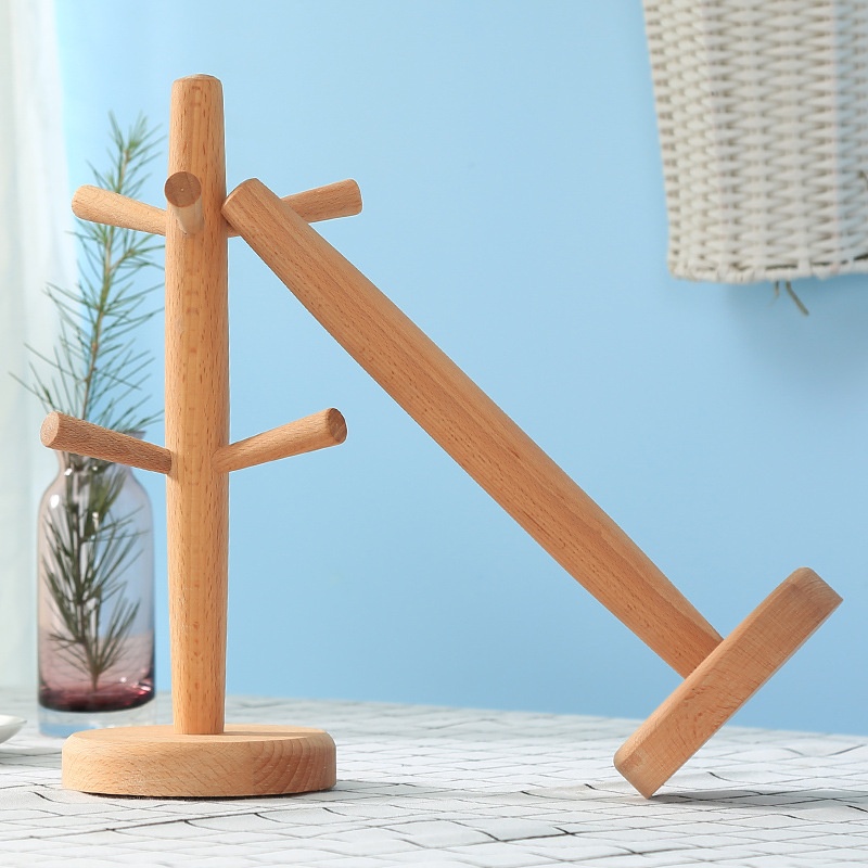 Japanese Style Wooden Cup Holder Kitchen Oil Absorbent Paper Holder Paper Roll Holder Restaurant Living Room Paper Towel Holder Coffee Cup Holder