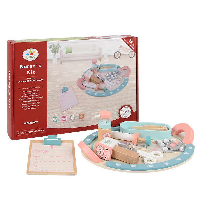 Children's Nurse Set House Wooden Toys Boys And Girls Simulation Modeling Nurse Set With Tray