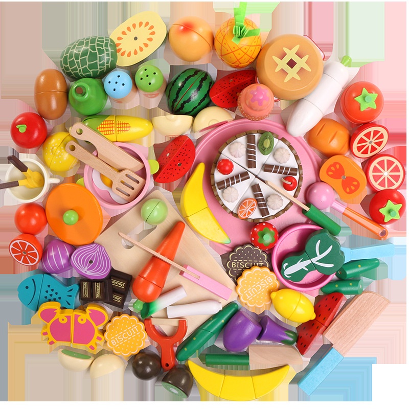 Wooden Magnetic Fruit Cutting Toy Fruit And Vegetable Cutting And Cutting Fun Playing House Kitchen Cake Toy