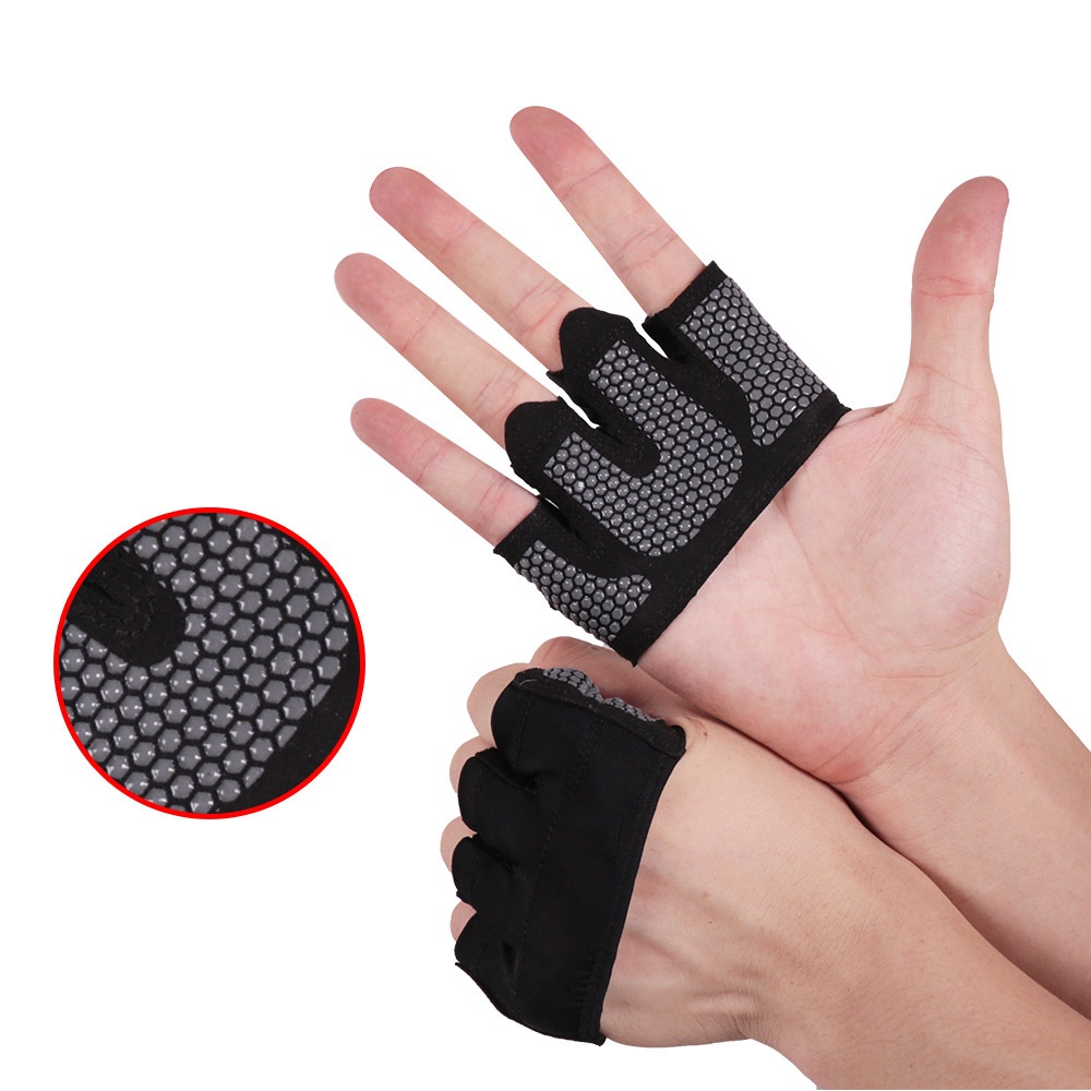Four-finger Sports Non-slip Fitness Half-finger Gloves Silicone Thickened Men's And Women's Equipment Dumbbell Weightlifting Strength Training Gloves