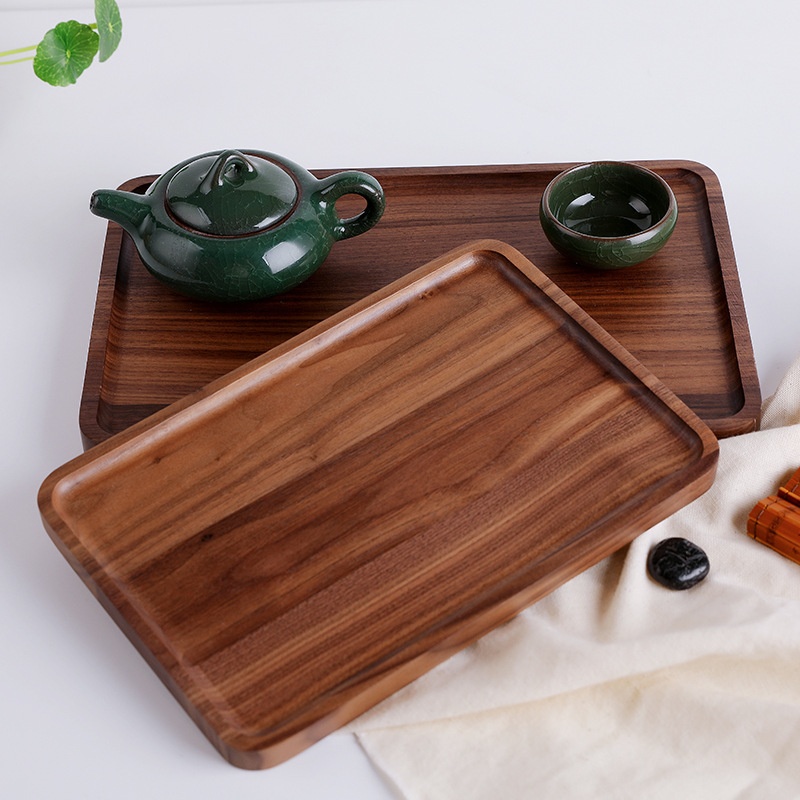Black Walnut Tray Household Japanese Wooden Square Dinner Tray Tea Cup Wooden Tray Western Coffee Tray