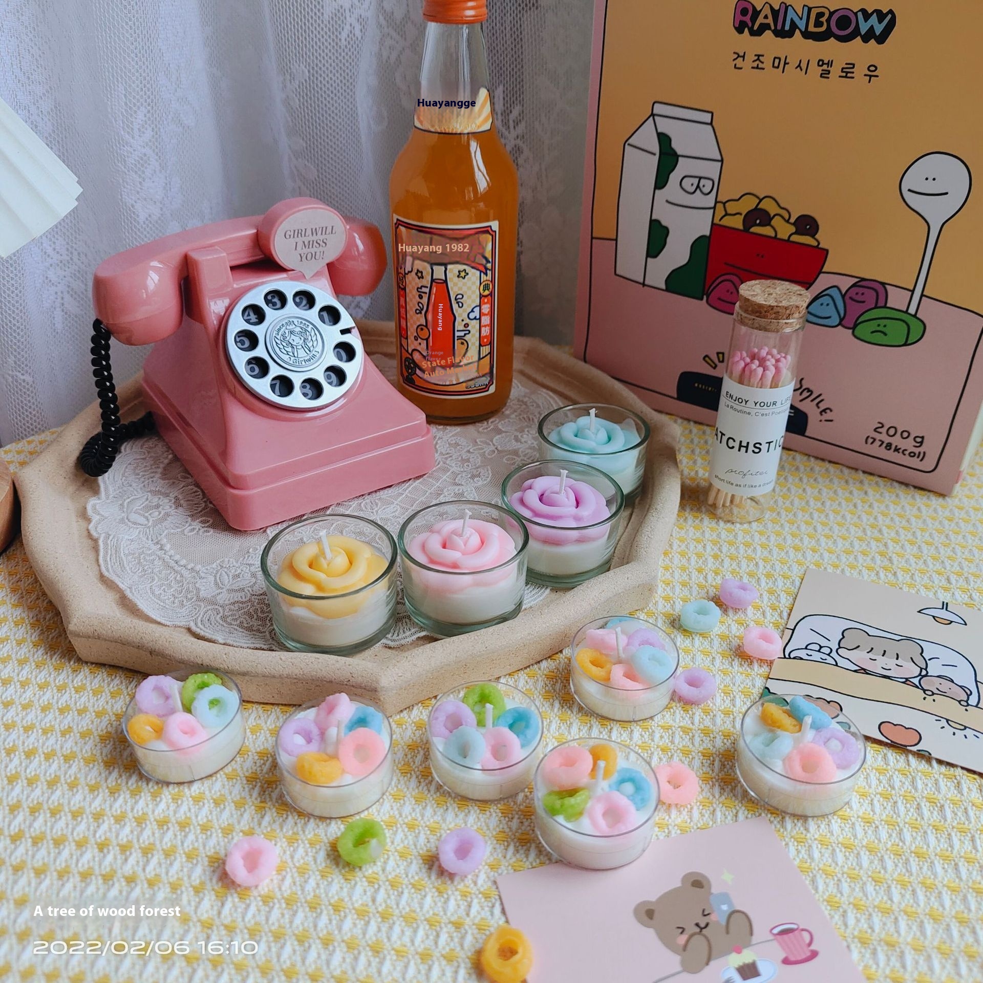 Cereal Ring Sweet Camellia Niche Tea Candle Confession Aromatherapy Candle Donut Atmosphere Small Tea Candle Souvenir