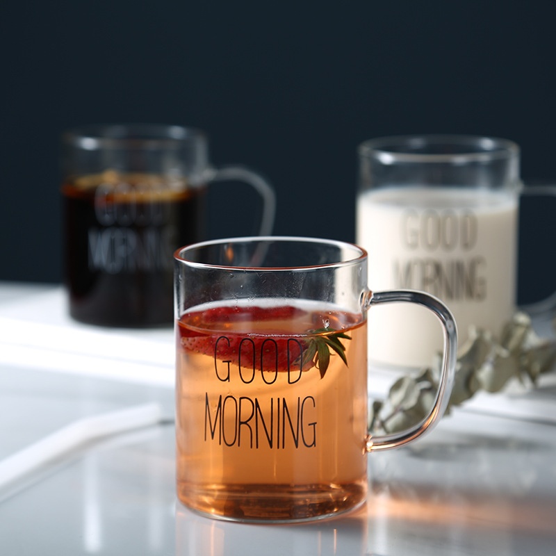 Creative Juice Glass Nordic Home Breakfast Milk Coffee Cup Transparent Milk Tea Cup One Piece Dery