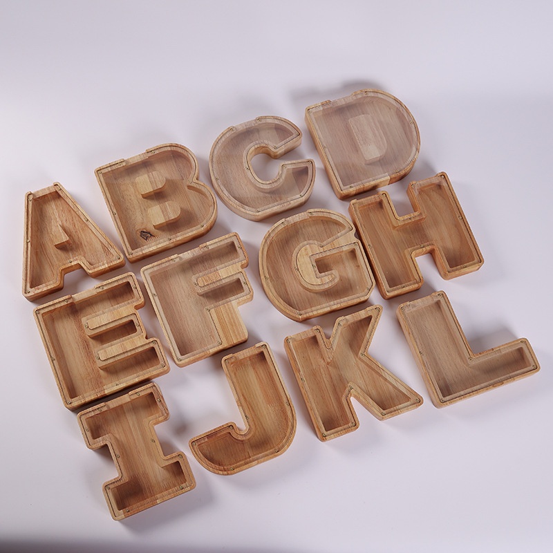 Wooden Letter Piggy Bank Ornaments Co22 Piggy Bank Savings Bank Transparent Glass Children's Coin Jar