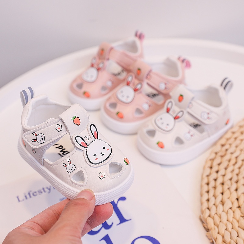 Children's Sandals,Soft-soled Shoes,Baby Toddler Shoes,Girls'Anti-kick Closed-toe Princess Shoes,Velcro Fashionable0-1 Years Old