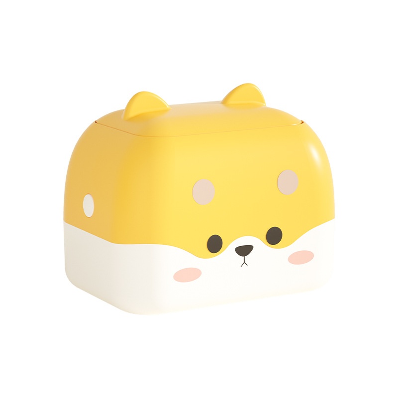 Double-layer Push-type Desktop Trash Can With Lid Small Wastebasket Cartoon Cute Storage Box Mini Trash Can