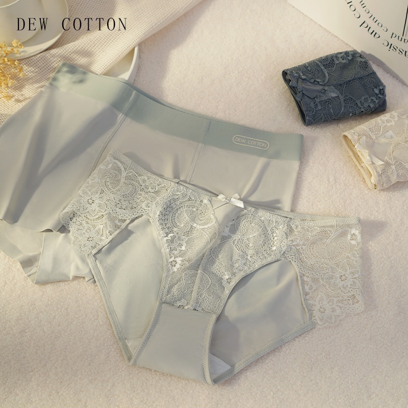 Couple Underwear One Man And One Woman Sexy Lace Pure Desire Transparent Boys Ice Silk Boxer Briefs Valentine's Day Gift