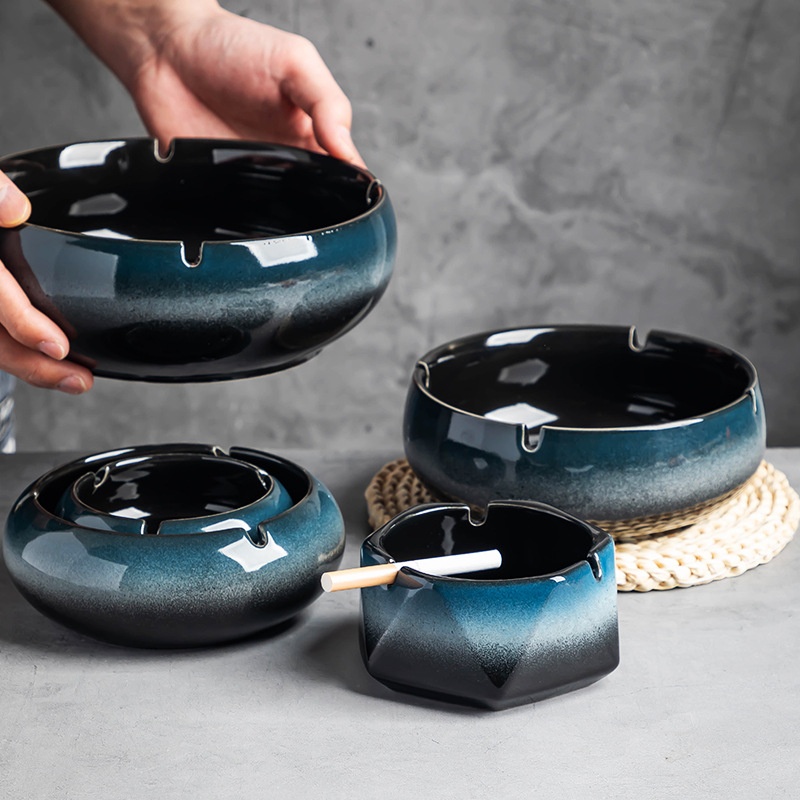 High-value Kiln-changed Ceramic Ashtray Home Chinese Style Living Roomy Ashtray Office Hotel Creative Ashtray