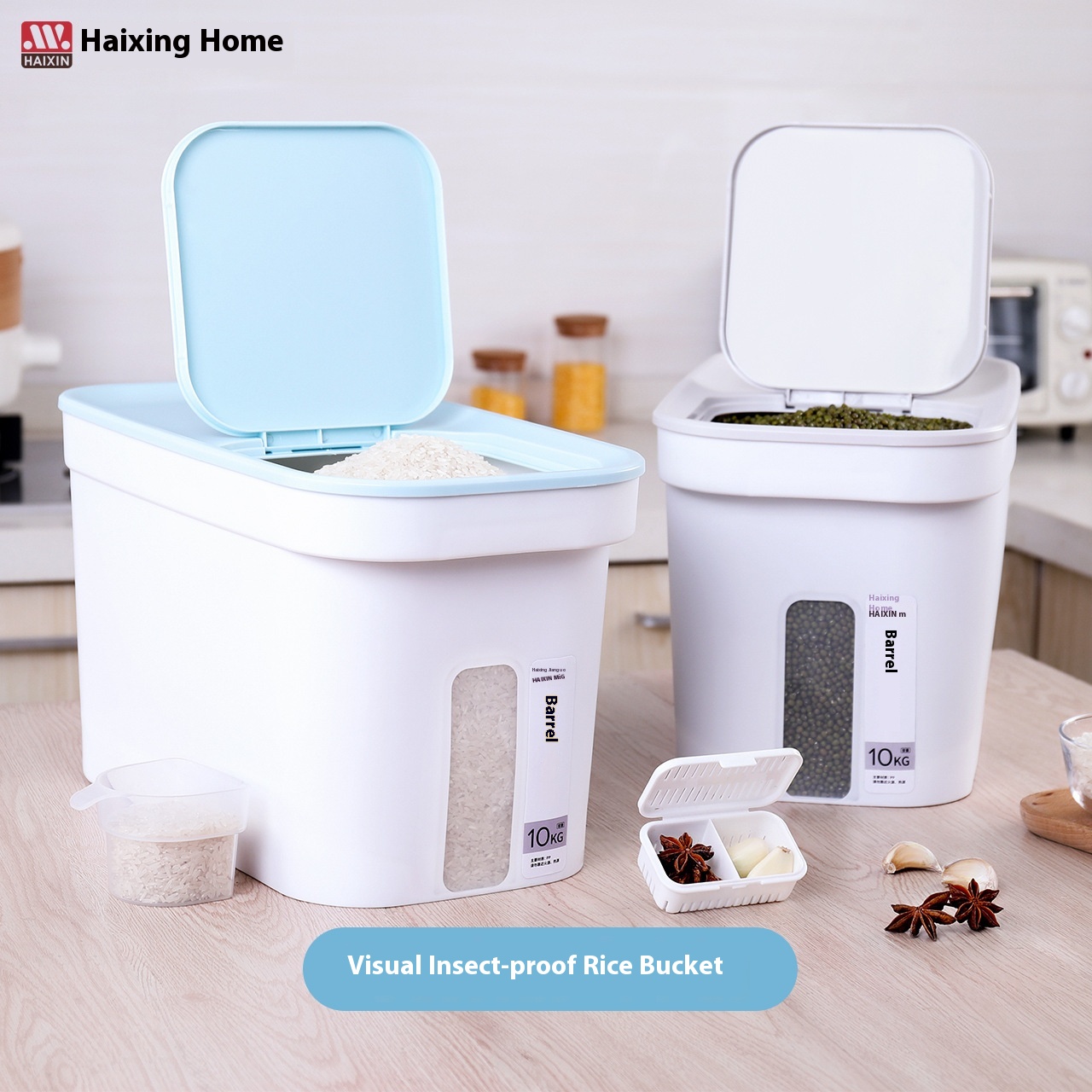 Household Storage Nano Bucket Kitchenect-proof Moisture-proof Grain Storage Jar Double-layer Transparent Sealed Rice Storage Bucket