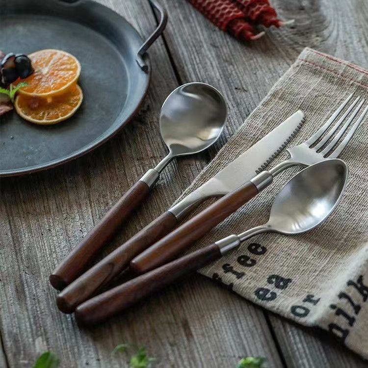Walnut Western Spoon304 Stainless Steel Spoon High Value Dinner Spoon Steak Knife And Fork Spoon Spoon Fork