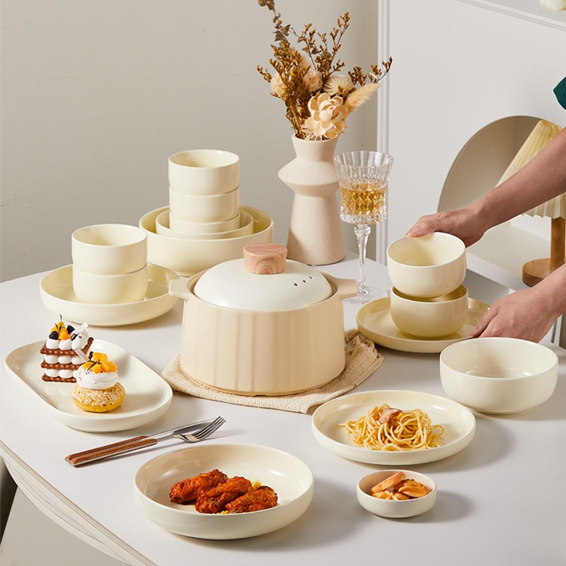 Dish Set For Home Use French Cream Style High-value Tableware Bowl For Home Use Housewarming Gift Bowl Set