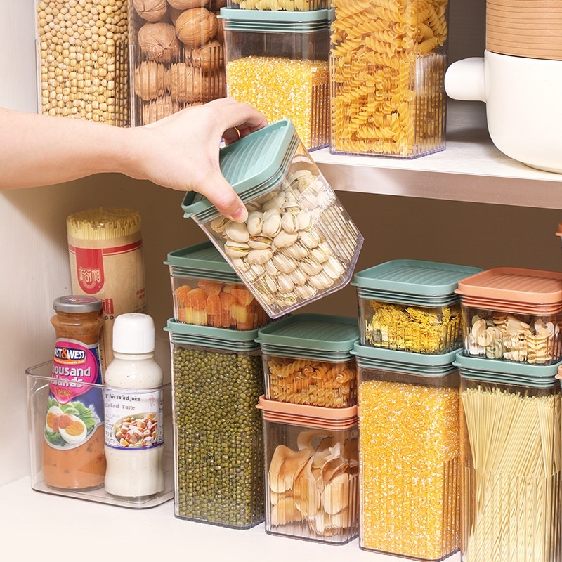 Square Food Grade Plastic Sealed Jars Can Be Stacked Household Grain Storage Jars Refrigerator Dry Goods Storage Fresh-keeping Box