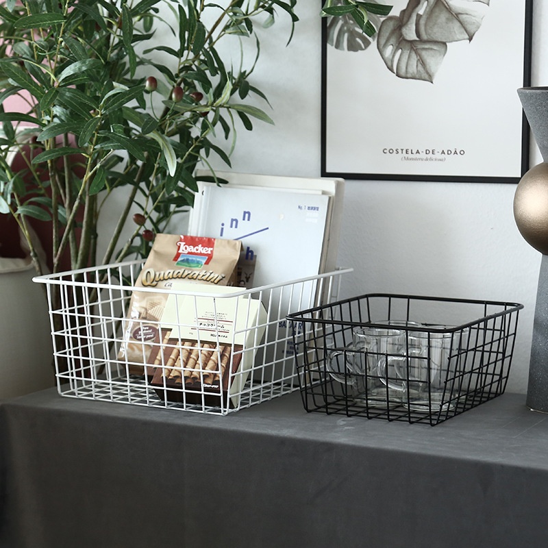 Nordic Style Home Storage Basket Kitchen Desktop Sundries Storage Basket Iron Storage Basket One Piece Drop Shipping