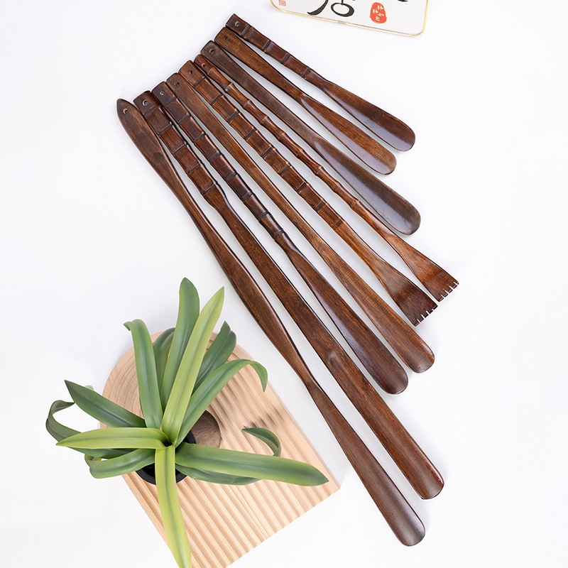 Wooden Shoe Horn With Multiple Sizes And Long Handle For Household Shoe Horn,Extended And No Need To Bend Over To Put On Shoes,Solid Wood Shoe Horn