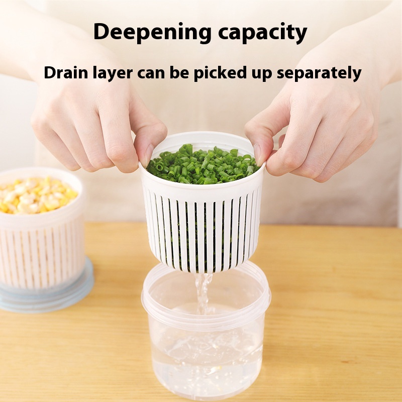Onion,Ginger And Garlic Drain Box Kitchen Vegetable Plastic Storage Box Refrigerator Sealed Storage Chopped Green Onion Drain Box