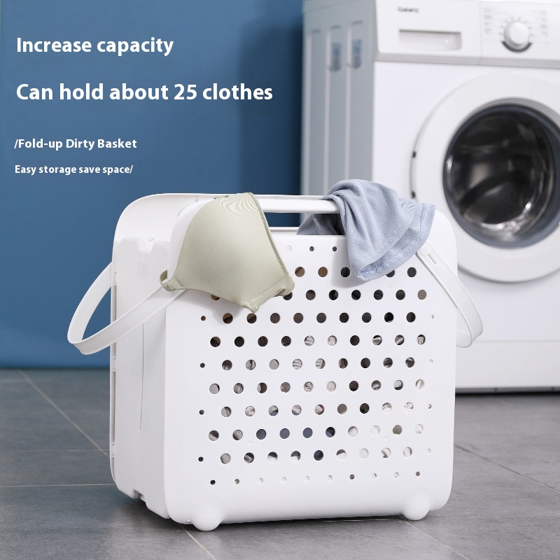 Household Waterproof Folding Dirty Clothes Basket Changing Clothes Dirty Clothes Storage Plastic Basket Bathroom Wall-mounted Dirty Clothes Basket