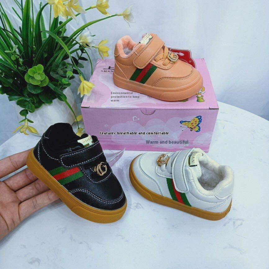 Shangguan High Quality Baby Toddler Shoes Soft Sole Thick Leather Panel Shoes In Stock
