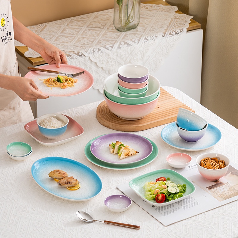 High-value Ceramic Bowls,Household Soup Bowls,Rice Bowls,Fish Plates,Tableware,Light Luxury Bowls,Plates,And Dishes,Housewarming Gift Sets