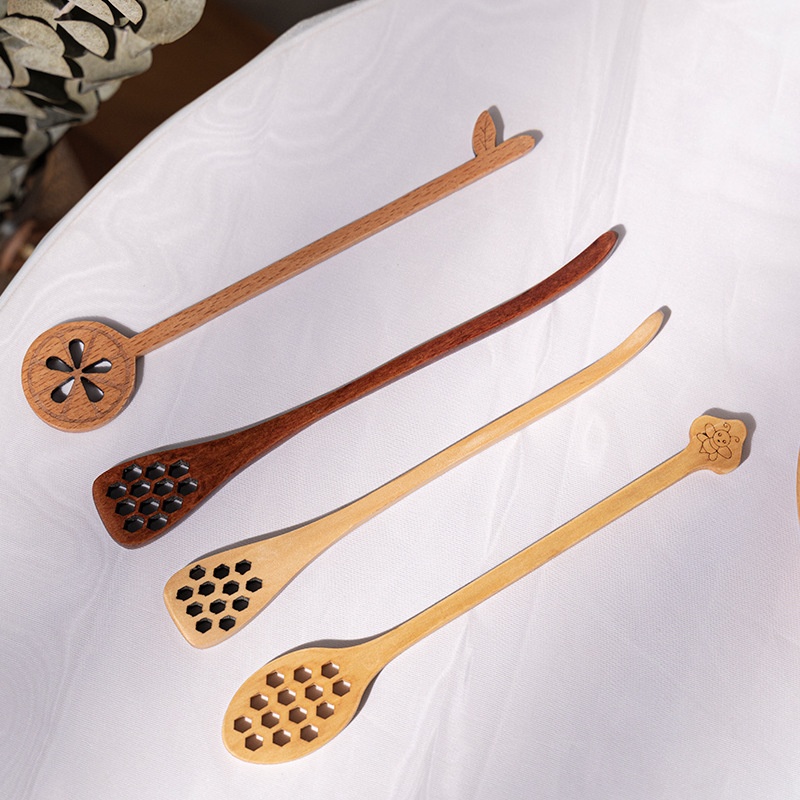 Creative Honey Stirring Stick Long Handle Coffee Milk Stirring Spoon Dessert Small Wooden Spoon Anti-scalding Household Wooden Stirring Stick