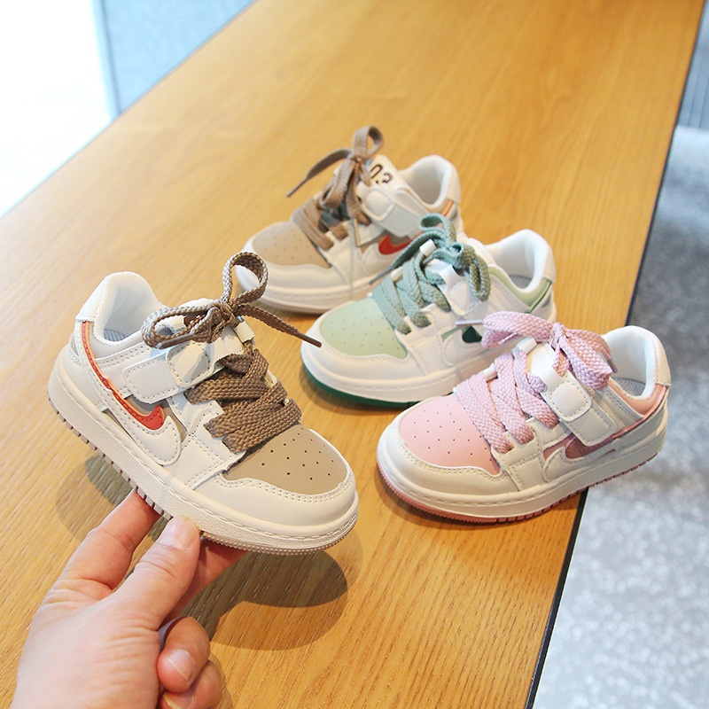 Autumn Children's Sneakers Boys Leather Casual Shoes Korean Version Of White Shoes Girls Soft Bottom AJSneakers