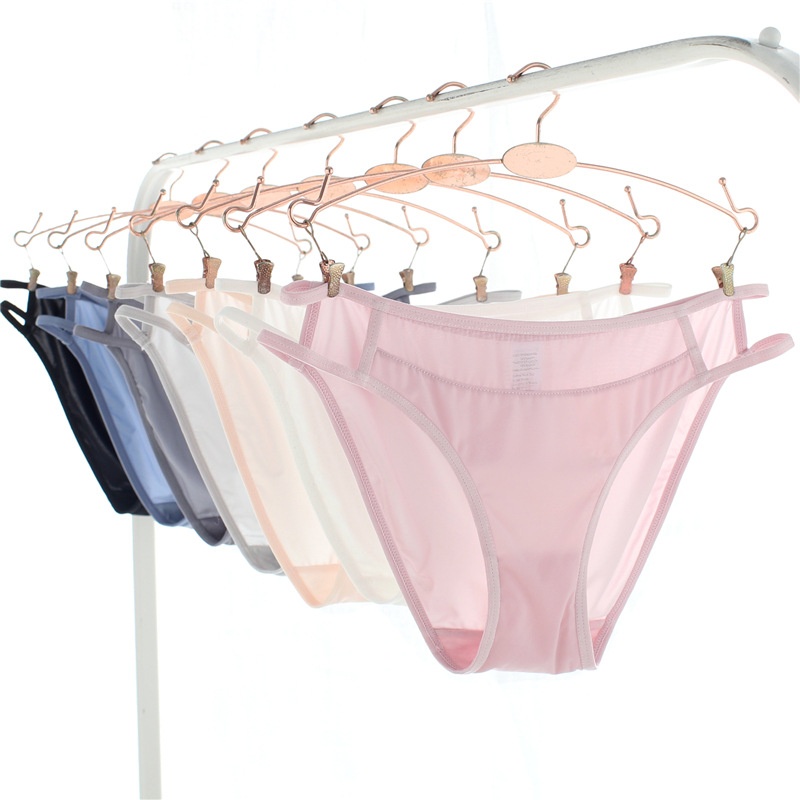 Korean Style Black Lace Panties For Women With Thin And Transparent Mesh,Seamless,Breathable,Silky,Low-waist,Pure Cotton Crotch,Antibacterial