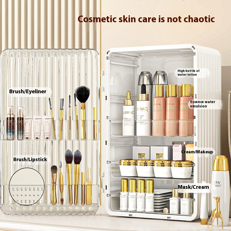 Light Luxury Cosmetics Storage Box Household Skin Care Products Dustproof Storage Cabinet Desktop Dressing Table Large Capacity Storage Box