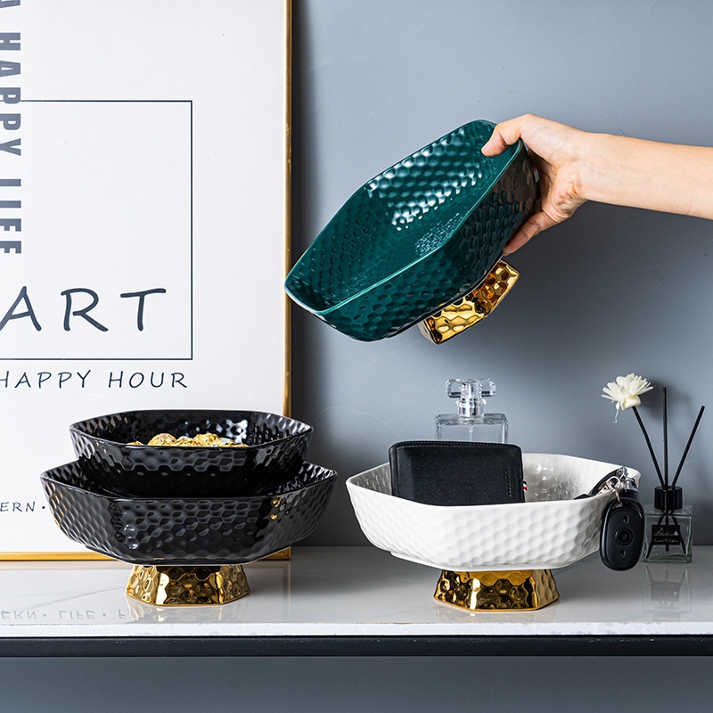 Nordic Light Luxury High-foot Fruit Plate Household Fruit Plate Living Room Dried Fruit Dessert Plate High-value Candy Plate Storage Plate