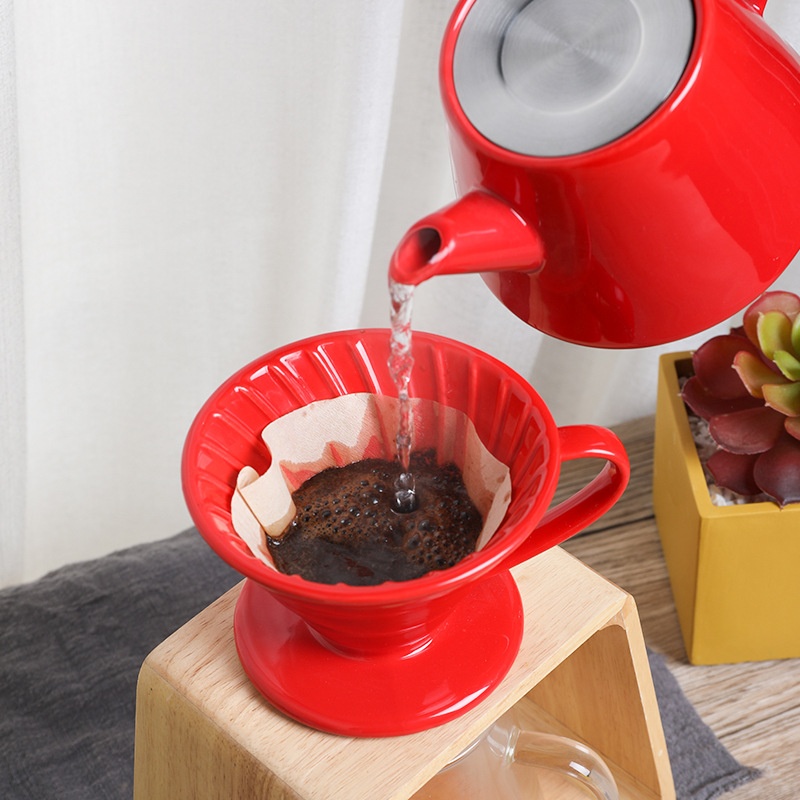 Nordic Ceramic Hand Brewed Coffee Filter Cup V60 Large Cone Filter Sharing Pot Creative Coffee Cup Set