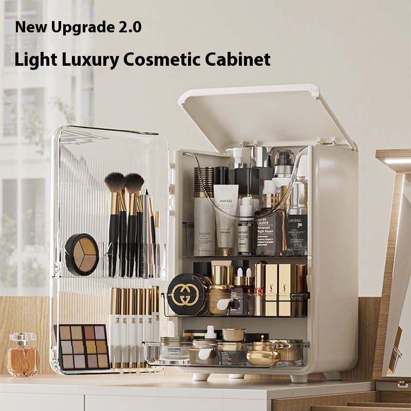 Light Luxury Large Capacity Skin Care Storage Cabinet Desktop Lipstick Box Storage Box Dressing Table Dustproof Cosmetics Storage Box